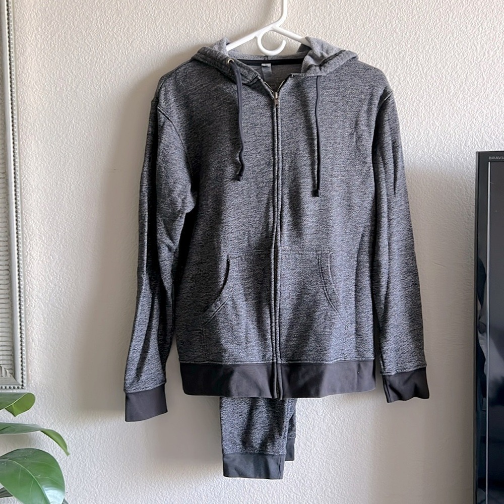 Next Level Gray Hoodie Jogger Set S Athleisure Clean Girl Sporty Lounge
